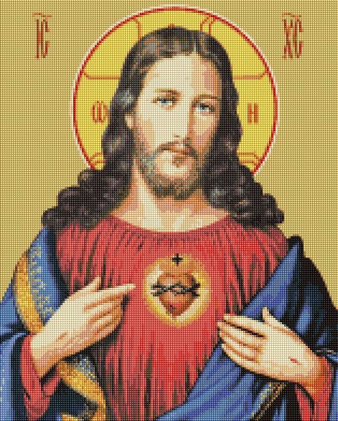 Купить Алмазная мозаика на подрамнике 40 х 50 см. Сердце Иисуса (Набор для творчества)  в Украине