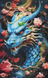 Алмазная мозаика на подрамнике. Голубой дракон 40 х 65 см