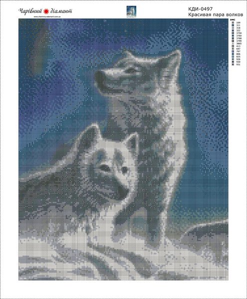 Купить Картина из мозаики. Красивая пара волков (50 х 40 см)  в Украине