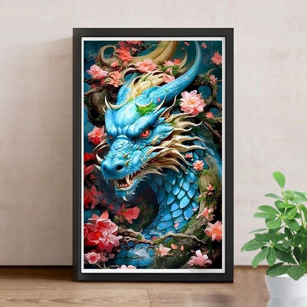 Купить Алмазная мозаика. Голубой дракон 40 х 65 см  в Украине