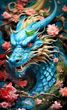 Купити Алмазна мозаїка. Блакитний дракон 40 х 65 см  в Україні