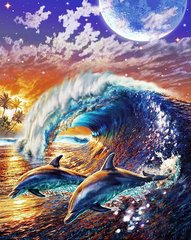 Купить Картина из мозаики. Пара дельфинов  в Украине
