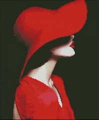 Купити Алмазна мозаїка. Леді в червоному капелюсі (40 х 50 см, набір для творчості, картина стразами)  в Україні