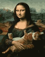 Купити Картина за номерами без коробки. Мона Ліза і кіт  в Україні