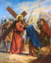 Купить Алмазна мозаїка на підрамнику "Ісус зустрічає свою Матір" (набір для викладки камінчиками за номерами, 40х50 см)  в Украине