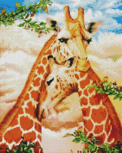 Купить Алмазная мозаика на подрамнике. Пара жирафов  в Украине