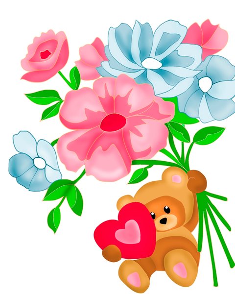 Купити Картина за номерами. Ведмедик з квітами  в Україні