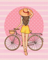 Купити Картина за номерами без коробки Дівчина з велосипедом  в Україні