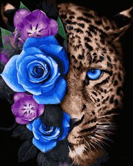 Купити Картина за номерами без коробки. Леопард у квітах  в Україні