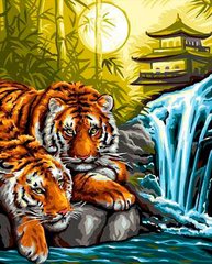 Купити Вишивка камінням за номерами Тигри на відпочинку  в Україні
