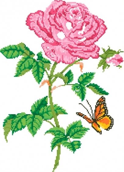 Купить Алмазная вышивка Роза с бабочкой  в Украине