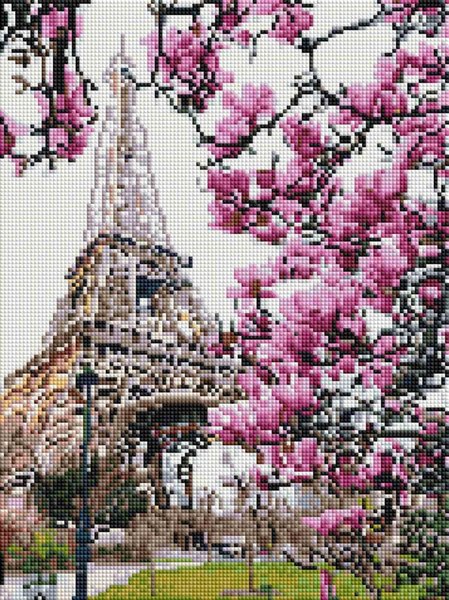 Купити Алмазна мозаїка 40х50 Ейфелева вежа у квітах SP074  в Україні