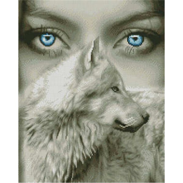 Купити Алмазна мозаїка на підрамнику. Очі вовка (40 х 50 см, набір для творчості, картина стразами)  в Україні