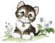 Алмазная мозаика Котенок в цветах, Без подрамника, 25 х 30 см
